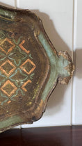 Load image into Gallery viewer, Large Florentine Tray with Green + Pale Blue Coloring