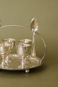 Load image into Gallery viewer, English Silver Plate Egg Cup Set of 4 with Spoons
