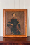 Load image into Gallery viewer, Signed Naive Oil on Canvas Soldier | Framed in Birds Eye Maple (David Lee, d. 1852)