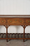 Load image into Gallery viewer, 19th Century English Oak Dresser Base / Server with Bottom Slats + 3-Drawers