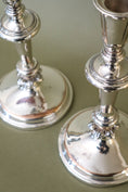 Load image into Gallery viewer, PAIR Antique English Silver Plate on Copper Candlesticks
