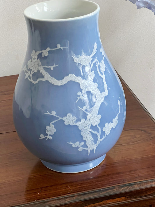 Periwinkle + White Floral Vase