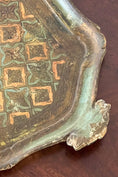Load image into Gallery viewer, Large Florentine Tray with Green + Pale Blue Coloring