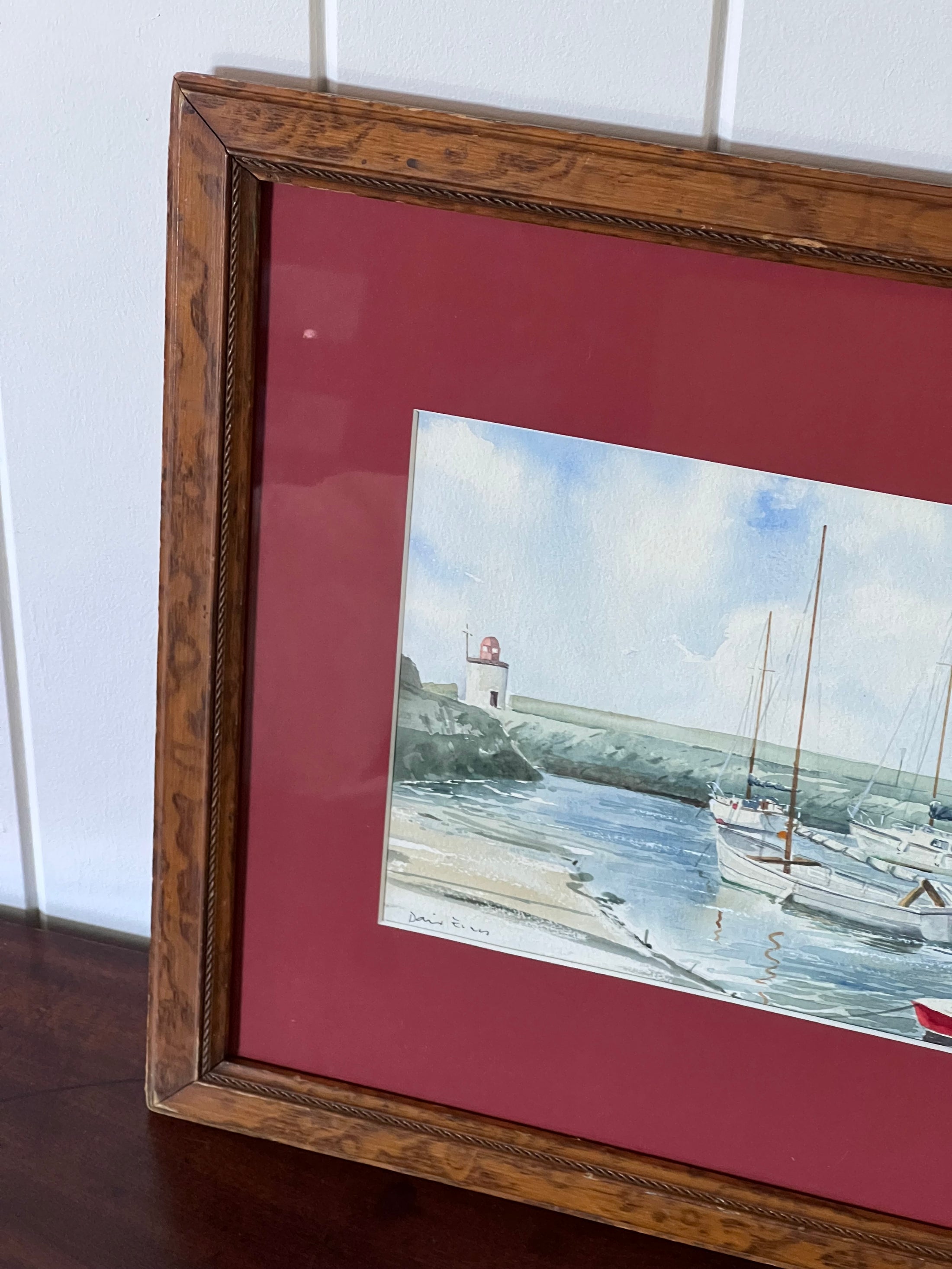 Signed Original Watercolor of Coastline by David Evans (Welsh)