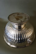 Load image into Gallery viewer, Large Antique English Silver Plate Punch Bowl with Lion Head Handles + Scalloped Rim (c. 1920)