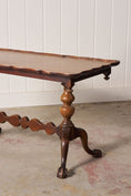 Load image into Gallery viewer, Antique English Coffee Table with Scalloped Top + Carved Claw Feet