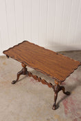 Load image into Gallery viewer, Antique English Coffee Table with Scalloped Top + Carved Claw Feet