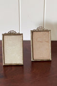 Load image into Gallery viewer, PAIR Antique French Brass Tabletop Frames with Top Bow Detailing