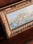 Load image into Gallery viewer, Antique French Oil on Board of Boats in Harbor