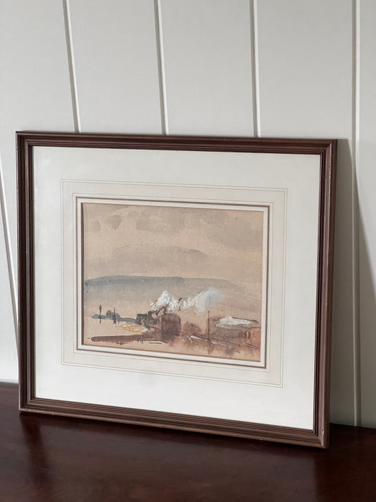 Abstract Steam Train Original Watercolor