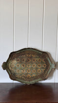 Load image into Gallery viewer, Large Florentine Tray with Green + Pale Blue Coloring