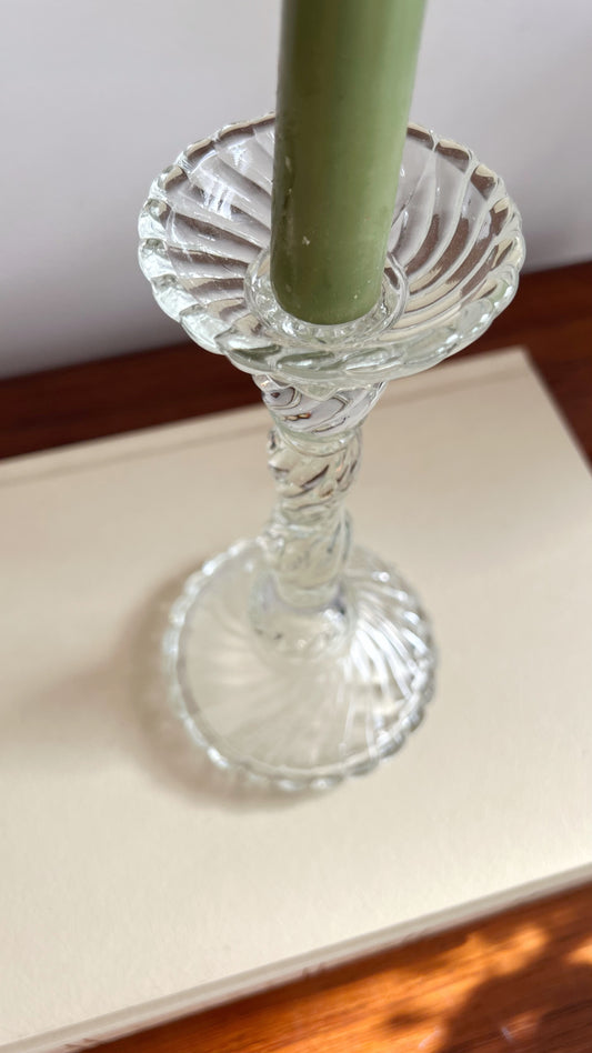 Vintage Bambous Swirl Crystal Candlestick