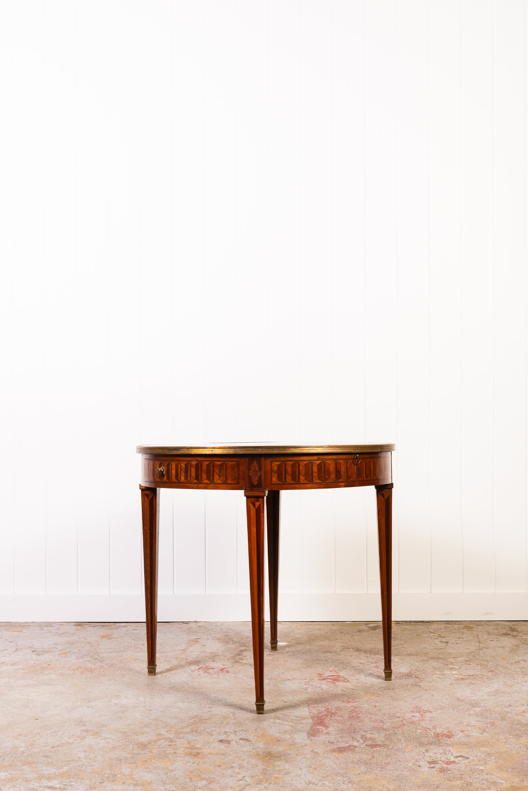 19th Century French Circular Inlaid Centre / Side Table with Side Sliders