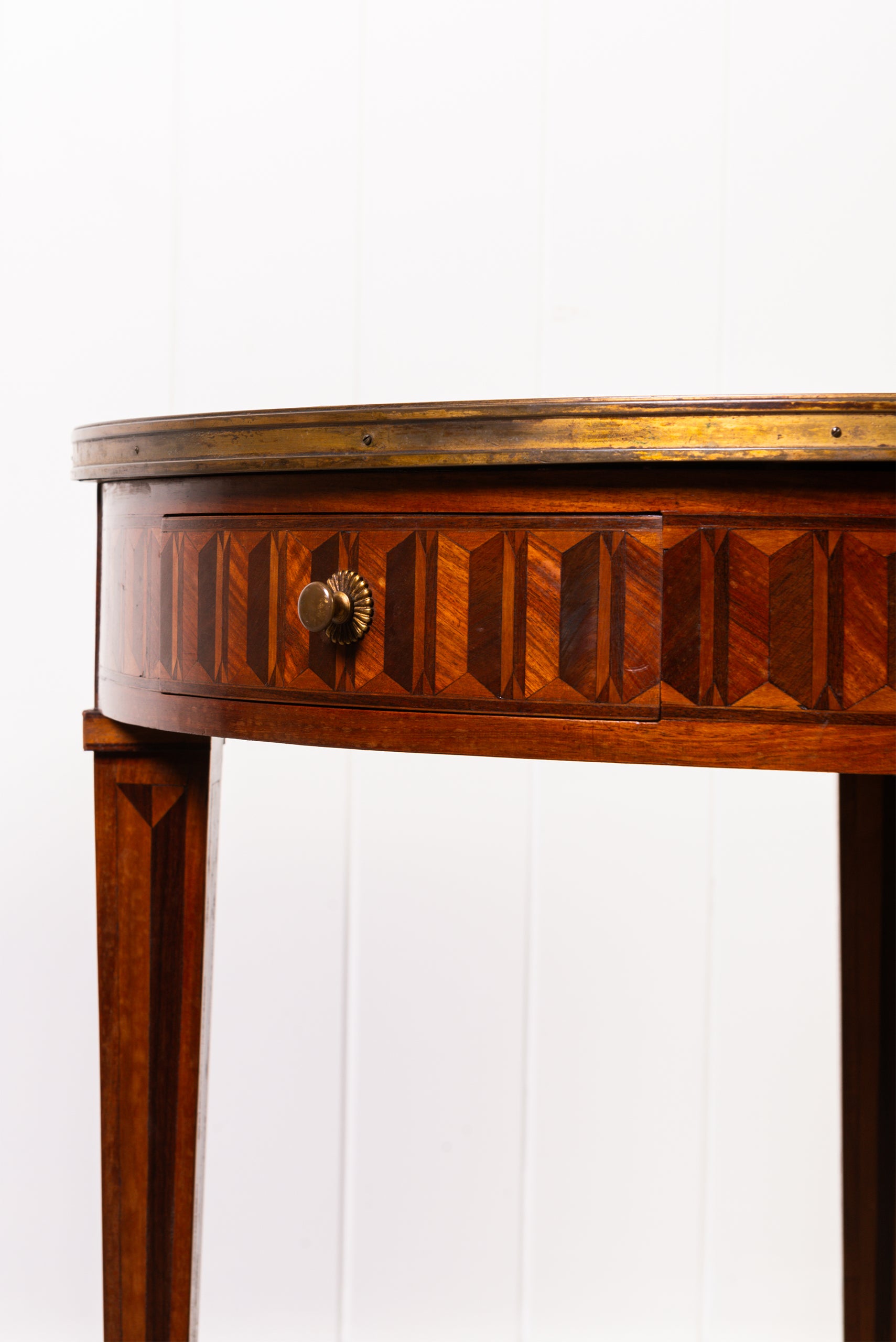 19th Century French Circular Inlaid Centre / Side Table with Side Sliders