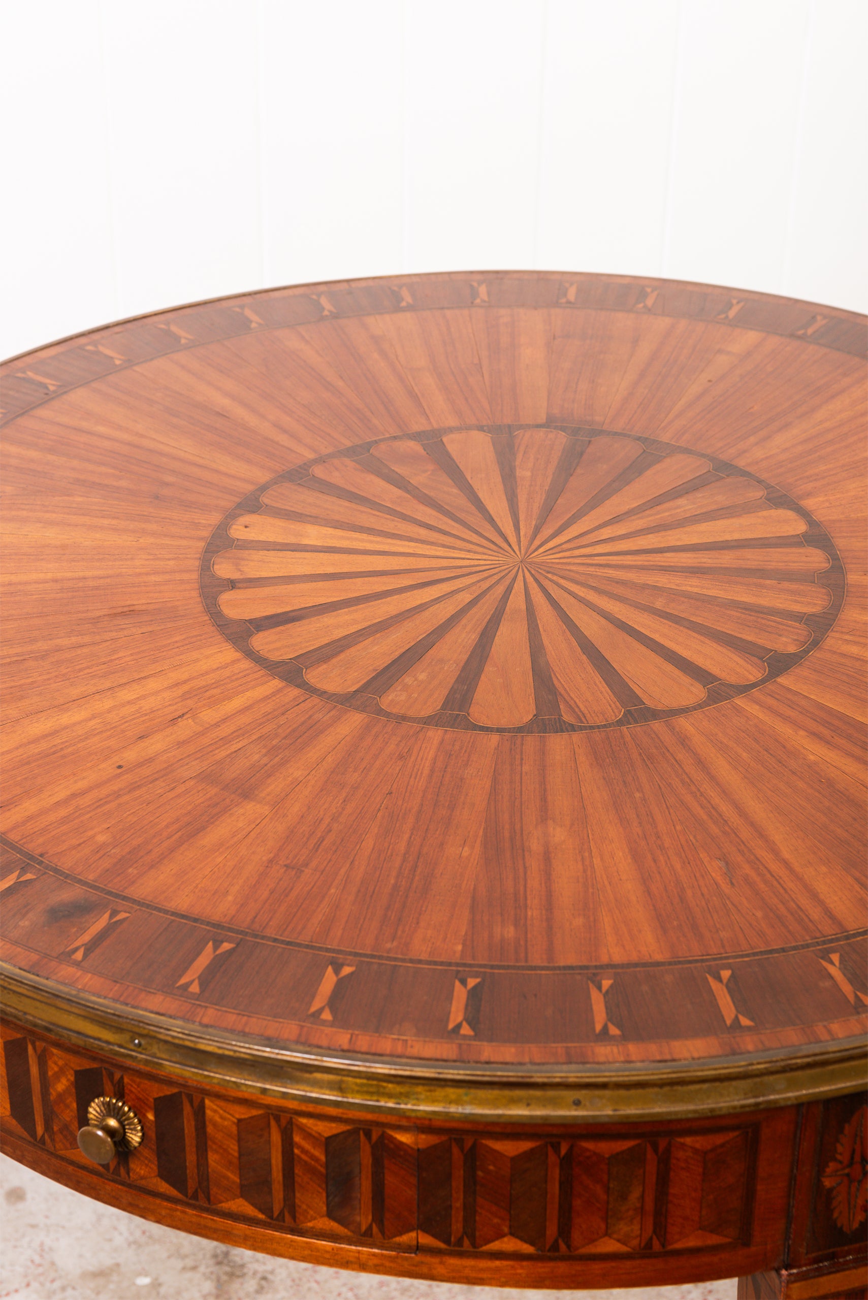 19th Century French Circular Inlaid Centre / Side Table with Side Sliders