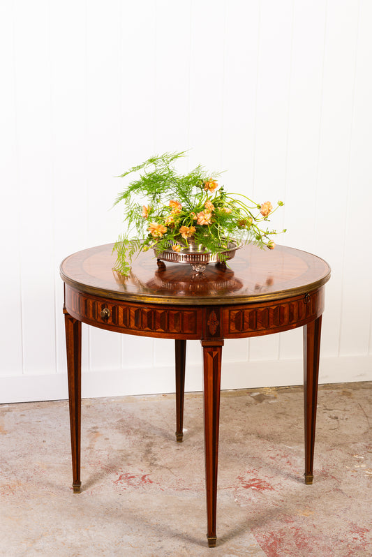 19th Century French Circular Inlaid Centre / Side Table with Side Sliders