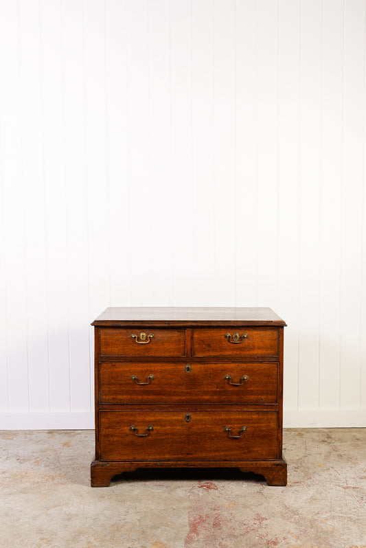 George II Petite Walnut Chest with Swan Neck Handles (c. 1750)