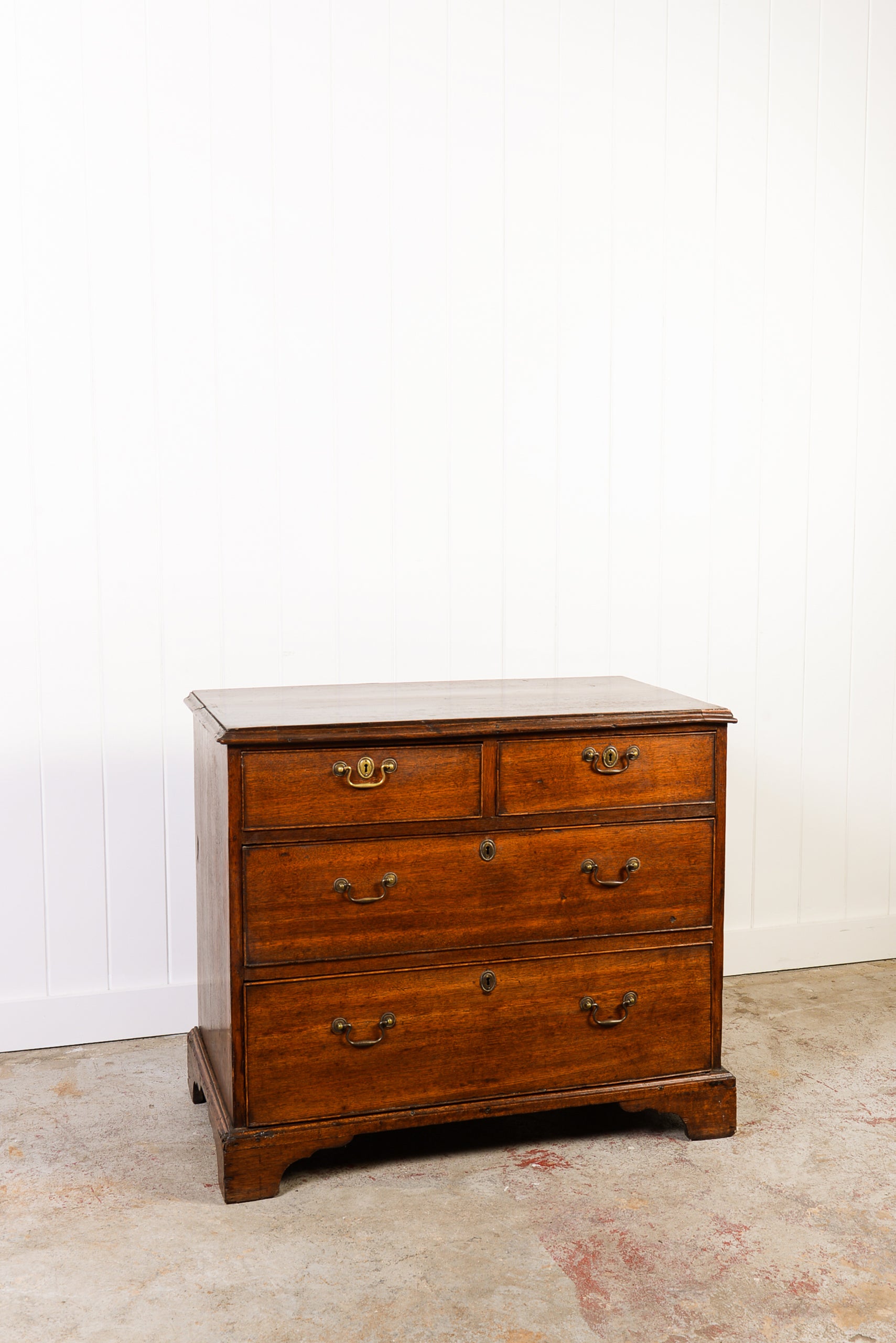 George II Petite Walnut Chest with Swan Neck Handles (c. 1750)