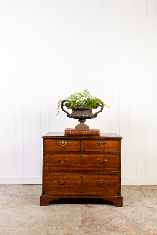 George II Petite Walnut Chest with Swan Neck Handles (c. 1750)