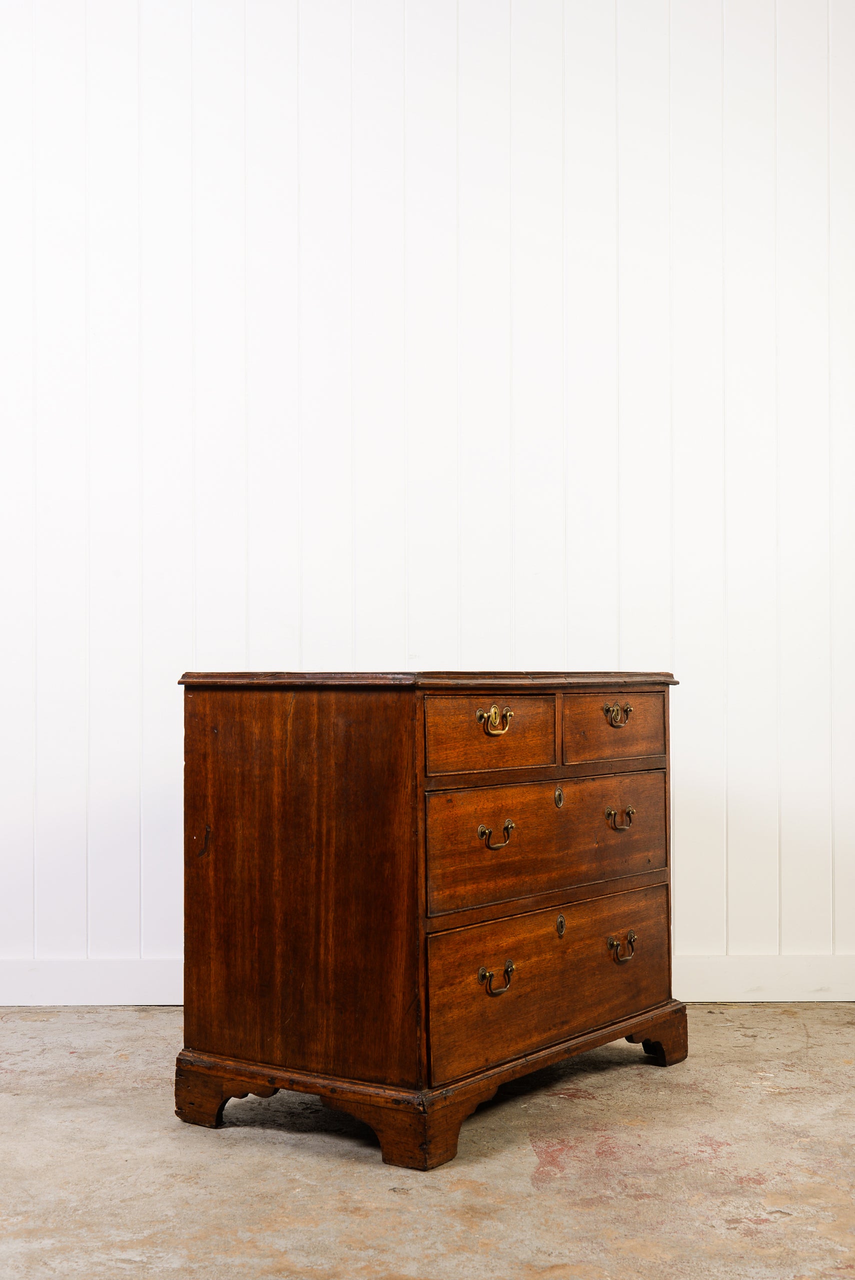 George II Petite Walnut Chest with Swan Neck Handles (c. 1750)