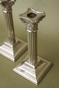 Load image into Gallery viewer, Antique English Pair Candlesticks Corinthian Column Candleholders (c. 1900)