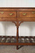 Load image into Gallery viewer, 19th Century English Oak Dresser Base / Server with Bottom Slats + 3-Drawers