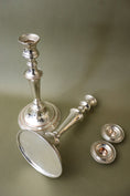 Load image into Gallery viewer, PAIR English Silver Plate on Copper 11”H Candlesticks