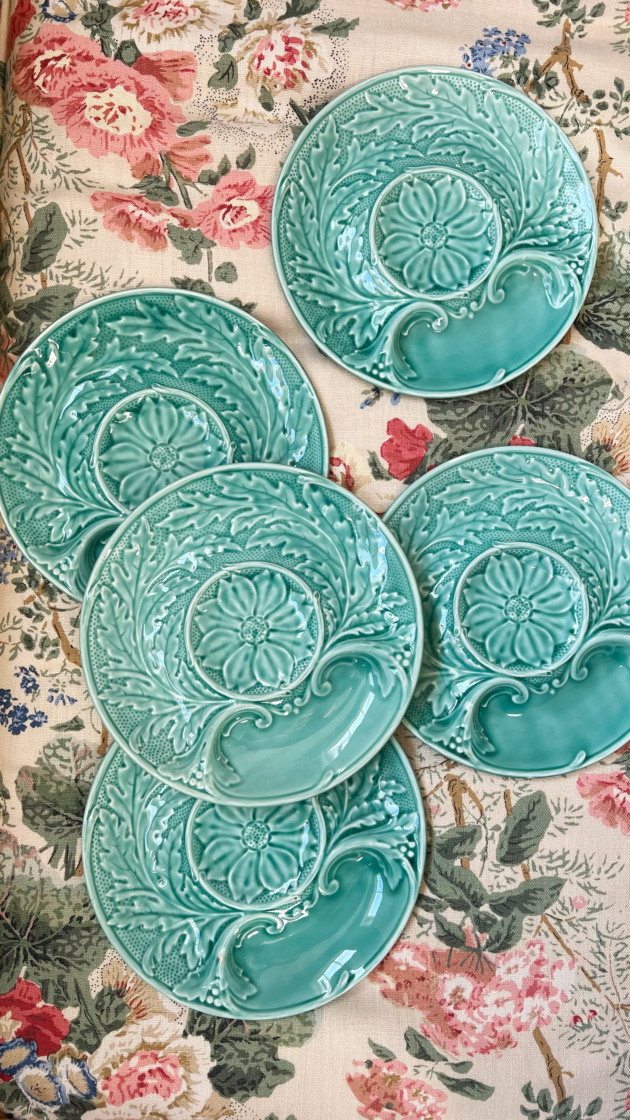 Vintage French Majolica Seafoam Artichoke Plate