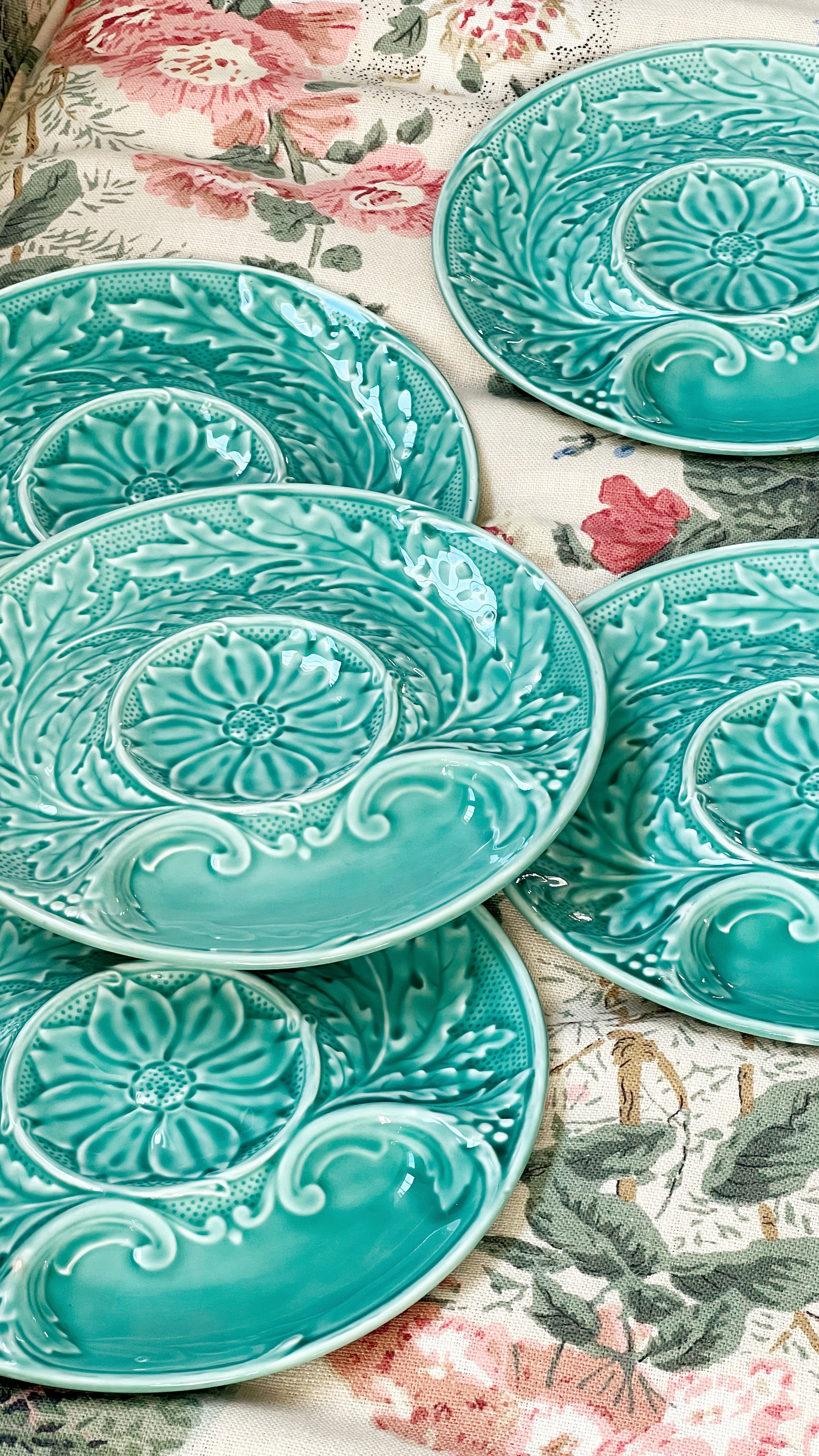 Vintage French Majolica Seafoam Artichoke Plate