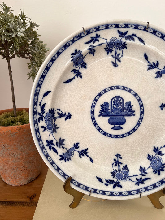 Antique Minton Delft Large Round Serving Platter | 12.75” (wall bracket included)