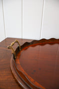 Load image into Gallery viewer, Edwardian Mahogany Butler’s Tray with Shell Inlay + Scalloped Edge