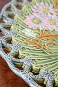Load image into Gallery viewer, Antique Large Green Majolica Reticulated Platter w/ Fan Center | 12.5”W