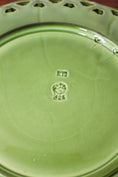 Load image into Gallery viewer, Antique Large Green Majolica Reticulated Platter w/ Fan Center | 12.5”W