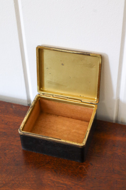Hand Painted Lidded Metal Box with Steam Ship