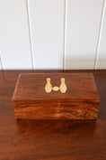 Load image into Gallery viewer, Wooden Petite Brass Inlay Bowling Pin + Ball Box Set