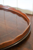 Load image into Gallery viewer, Large Oval English Mahogany Tray with Scalloped Edge