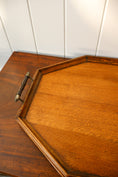 Load image into Gallery viewer, Large Elongated Hex English Oak Tray with Brass Handles