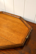 Load image into Gallery viewer, Large Elongated Hex English Oak Tray with Brass Handles