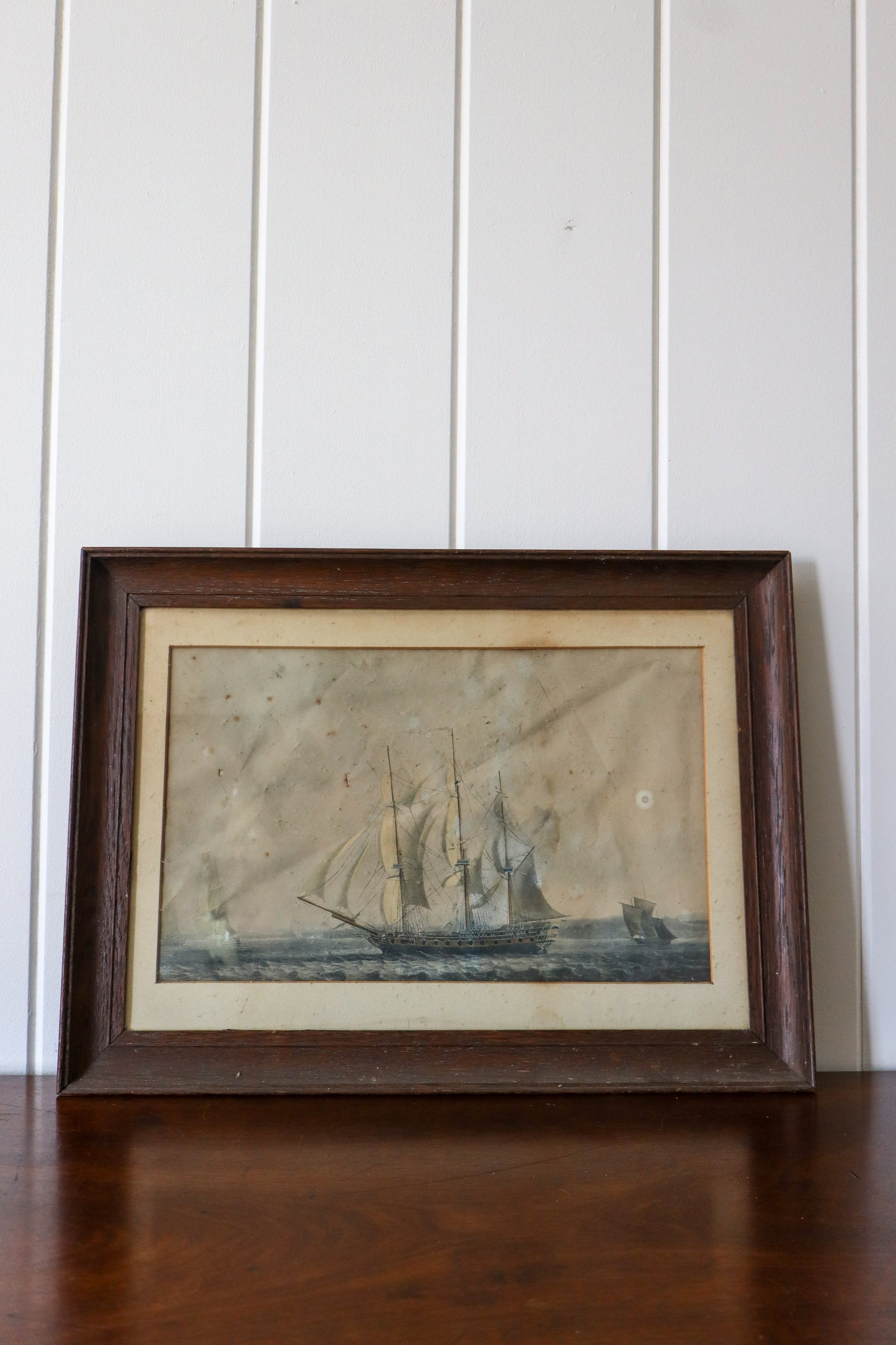 19th Century Maritime Engraving in Oak Frame