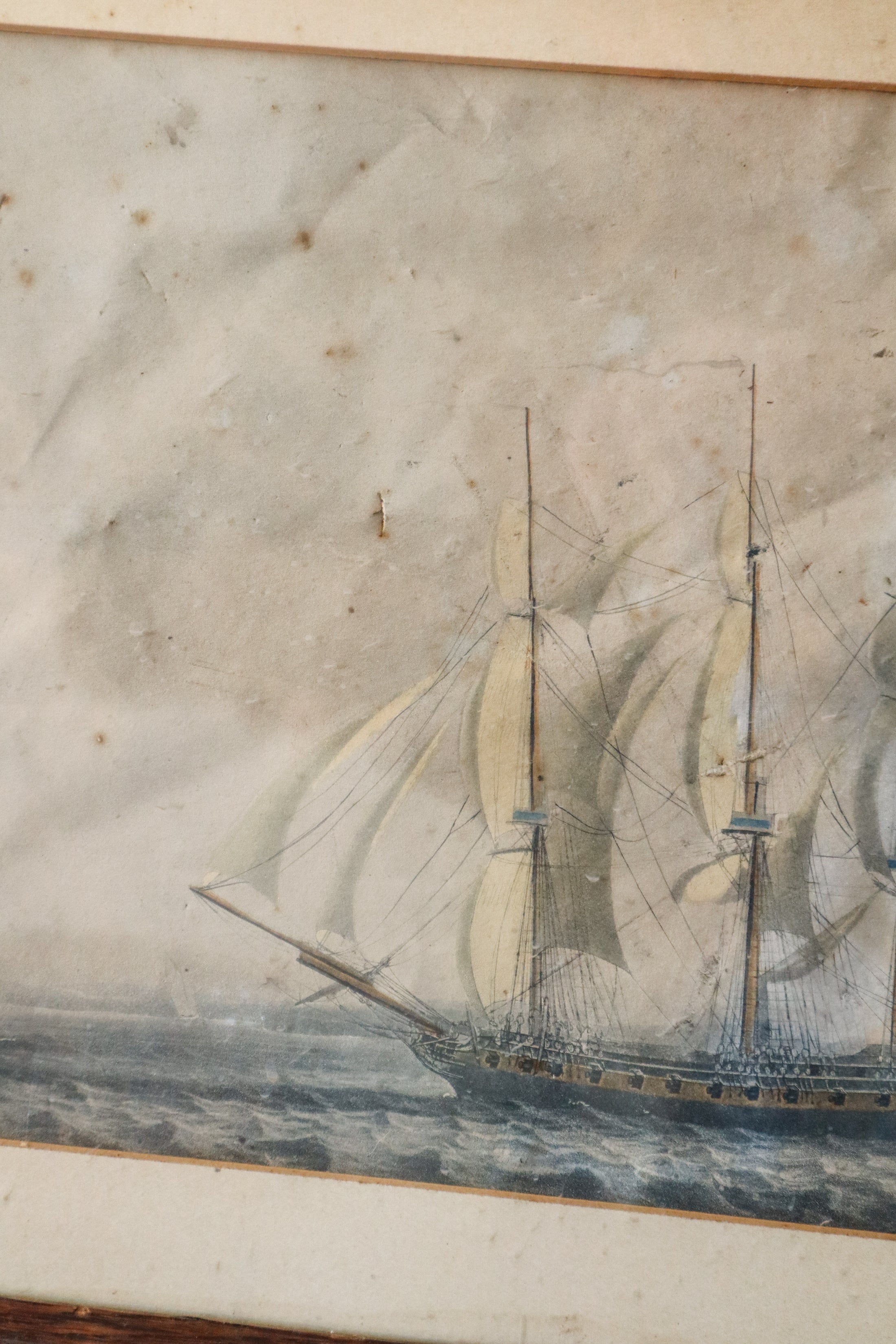 19th Century Maritime Engraving in Oak Frame