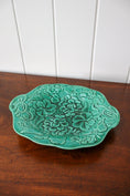 Load image into Gallery viewer, 19th Century Green Majolica Serving Platter with Repair Staples