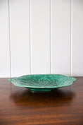 Load image into Gallery viewer, 19th Century Green Majolica Serving Platter with Repair Staples