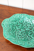 Load image into Gallery viewer, 19th Century Green Majolica Serving Platter with Repair Staples