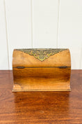 Load image into Gallery viewer, Victorian Stationery Box with Dome Lid, Brass Inlay + Inkwell