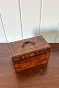 Load image into Gallery viewer, 18th Century Inlaid Tea Caddy with Handle (c. 1760) | Complete with Original Fittings + Working Key