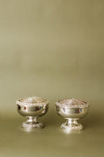 Load image into Gallery viewer, English Silver Plate Rose Bowl with Floral Rim Frogger (c. 1920)