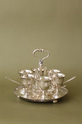 Load image into Gallery viewer, Victorian English Silver Plate Pierced SET of 6 Egg Cups + Spoons