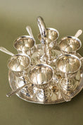 Load image into Gallery viewer, Victorian English Silver Plate Pierced SET of 6 Egg Cups + Spoons