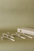 Load image into Gallery viewer, SET of 12 Silver Plate German Knife Rests by Württembergische Metallwarenfabrik in Original Box (c. 1960)