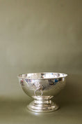 Load image into Gallery viewer, Large Beverage/Ice Bowl with Lion Head Pulls | English Silver Plate on Copper (c. 1930)